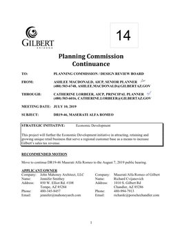 Planning Commission Continuance