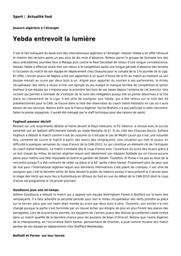 Yebda Entrevoit La Lumière : Toute L'actualité Sur Liberte-Algerie.Com