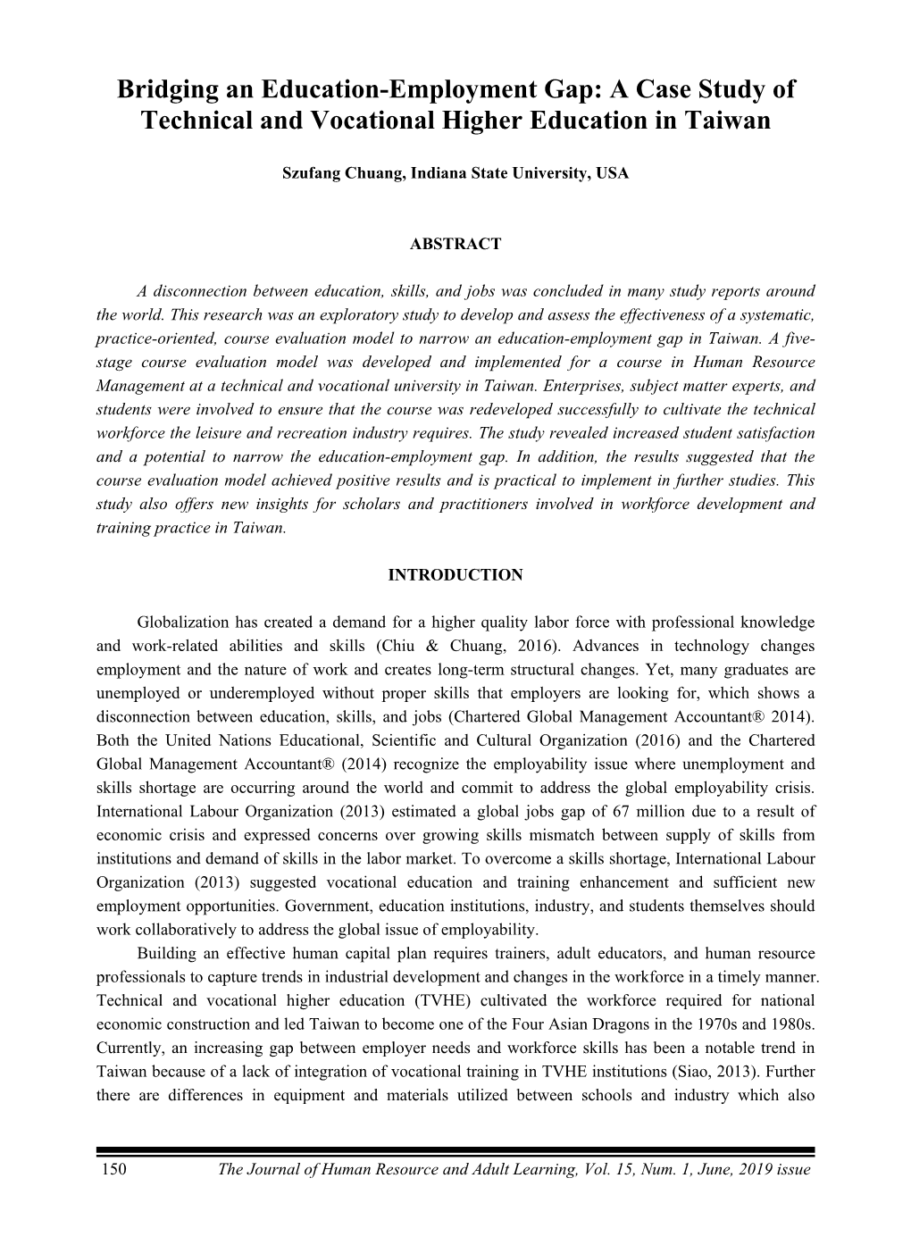 Bridging an Education-Employment Gap: a Case Study of Technical and Vocational Higher Education in Taiwan