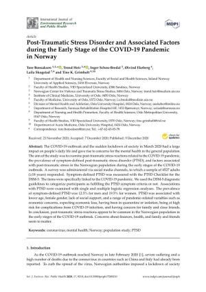 Post-Traumatic Stress Disorder and Associated Factors During the Early Stage of the COVID-19 Pandemic in Norway