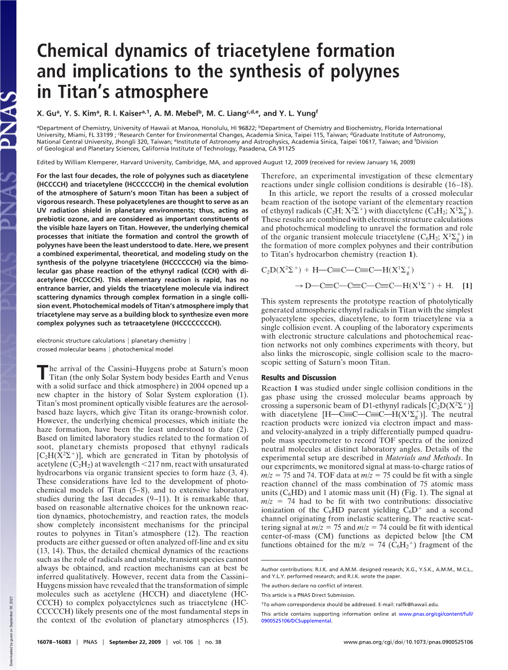 Chemical Dynamics of Triacetylene Formation and Implications to the Synthesis of Polyynes in Titan’S Atmosphere