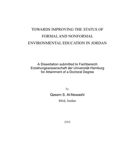 Towards Improving the Status of Formal and Nonformal Environmental Education in Jordan