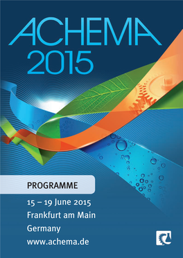 19 June 2015 Frankfurt Am Main Germany PROGRAMME