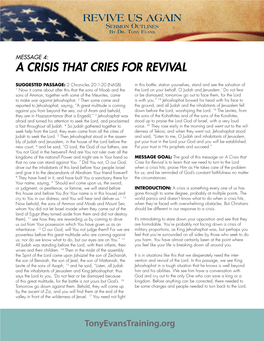 A Crisis That Cries for Revival