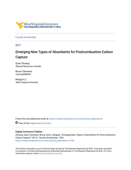 Emerging New Types of Absorbents for Postcombustion Carbon Capture