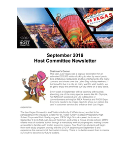 September 2019 Host Committee Newsletter