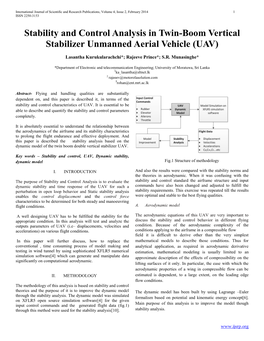 Stability and Control Analysis in Twin-Boom Vertical Stabilizer Unmanned Aerial Vehicle (UAV)
