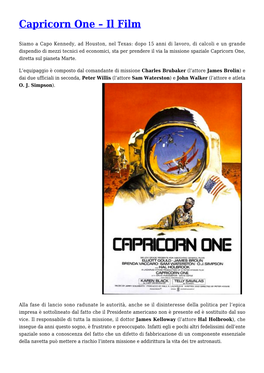 Capricorn One – Il Film