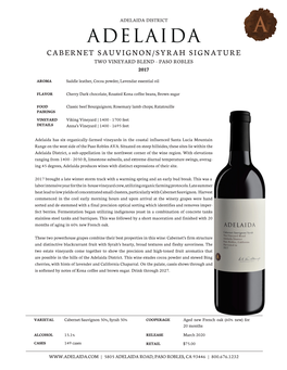 Cabernet Sauvignon/Syrah Signature Two Vineyard Blend - Paso Robles 2017