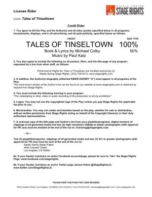 TALES of TINSELTOWN 100% Book & Lyrics by Michael Colby 50%