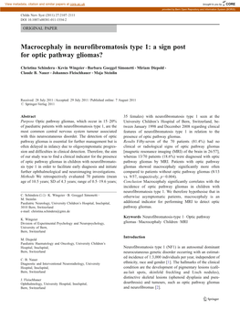 Macrocephaly in Neurofibromatosis Type 1: a Sign Post for Optic Pathway Gliomas?