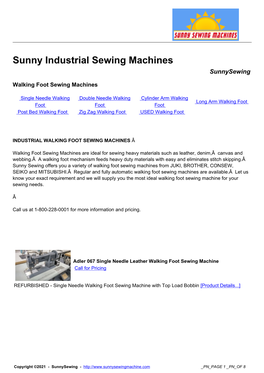 Sunny Industrial Sewing Machines Sunnysewing