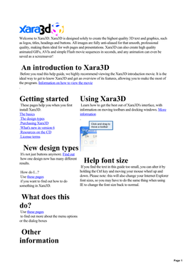 Other Information Using Xara3d Help Font Size