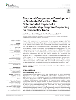 Emotional Competence Development in Graduate Education: the Differentiated Impact of a Self-Leadership Program Depending on Personality Traits