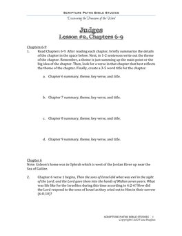 Judges Lesson #2, Chapters 6-9