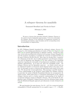 A Subspace Theorem for Manifolds