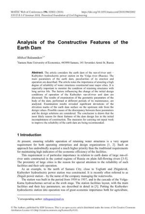 Analysis of the Constructive Features of the Earth Dam