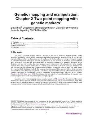 Genetic Mapping and Manipulation: Chapter 2-Two-Point Mapping with Genetic Markers* §