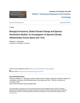 Biological Invasions, Global Climate Change and Species Distribution Models: an Investigation of Species-Climate Relationships Across Space and Time