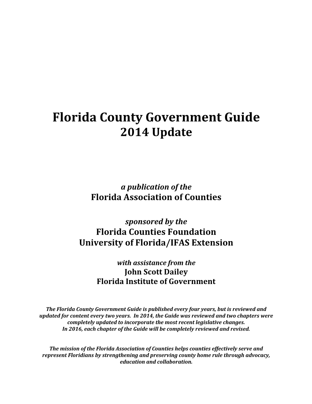 Florida County Government Guide 2014 Update