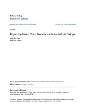 Registering Protest: Voice, Precarity, and Return in Crisis Portugal