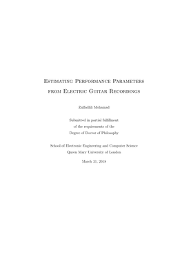Estimating Performance Parameters from Electric Guitar Recordings