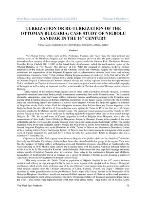 TURKIZATION OR RE-TURKIZATION of the OTTOMAN BULGARIA: CASE STUDY of NIGBOLU SANDJAK in the 16 Th CENTURY
