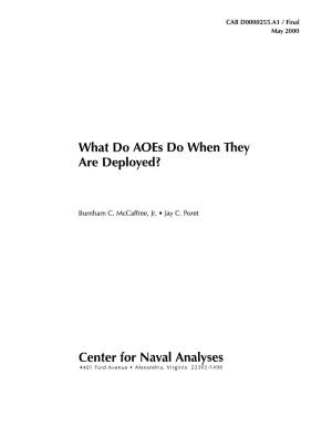 What Do Aoes Do When They Are Deployed? Center for Naval Analyses