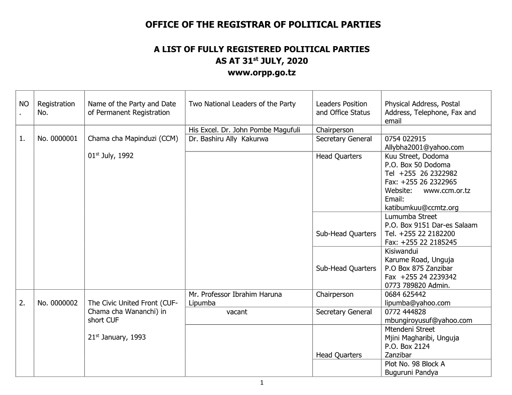 Office of the Registrar of Political Parties