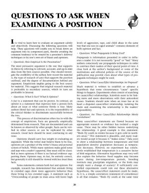 Questions to Ask When Examining a Position