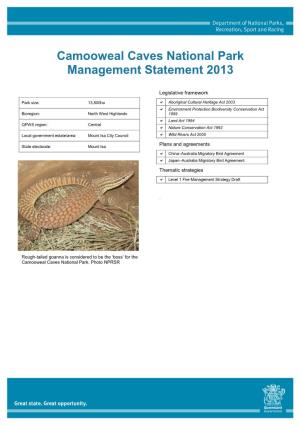 Camooweal Caves National Park Management Statement 2013