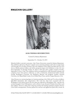 ALMA THOMAS: RESURRECTION Curated by Sukanya Rajaratnam September 10 – October 19, 2019