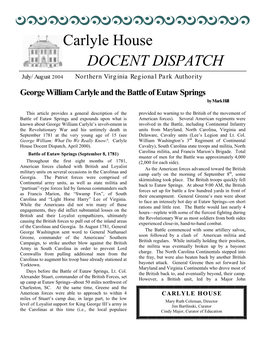 George William Carlyle and the Battle of Eutaw Springs by Mark Hill