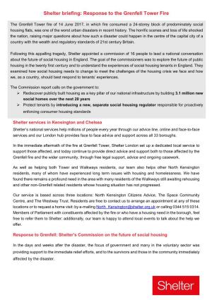Shelter Briefing: Response to the Grenfell Tower Fire