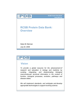 RCSB Protein Data Bank: Overview
