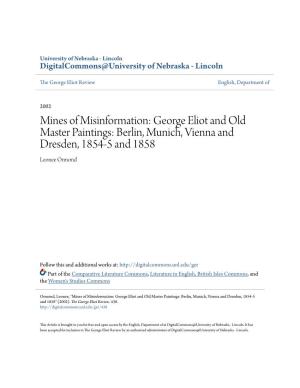 Mines of Misinformation: George Eliot and Old Master Paintings: Berlin, Munich, Vienna and Dresden, 1854-5 and 1858 Leonee Ormond