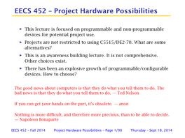 EECS 452 – Project Hardware Possibilities