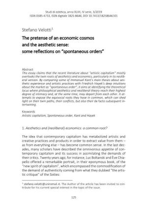 The Pretense of an Economic Cosmos and the Aesthetic Sense: Some Reflections on “Spontaneous Orders”