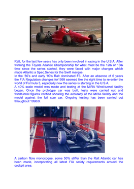 Ralt, for the Last Few Years Has Only Been Involved in Racing in the U.S.A