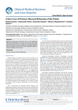 A Rare Case of Primary Mucosal Melanoma of the Palate
