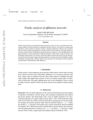 Triadic Analysis of Affiliation Networks