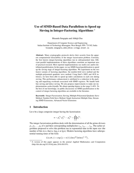 Use of SIMD-Based Data Parallelism to Speed up Sieving in Integer-Factoring Algorithms ?