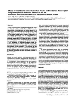 Effects of Chloride and Extracellular Fluid Volume on Bicarbonate