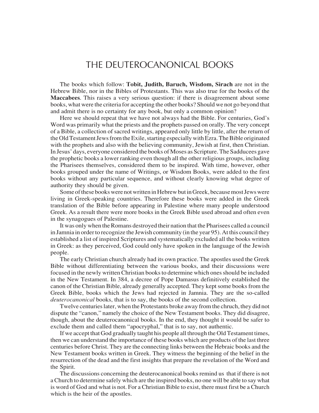 The Deuterocanonical Books