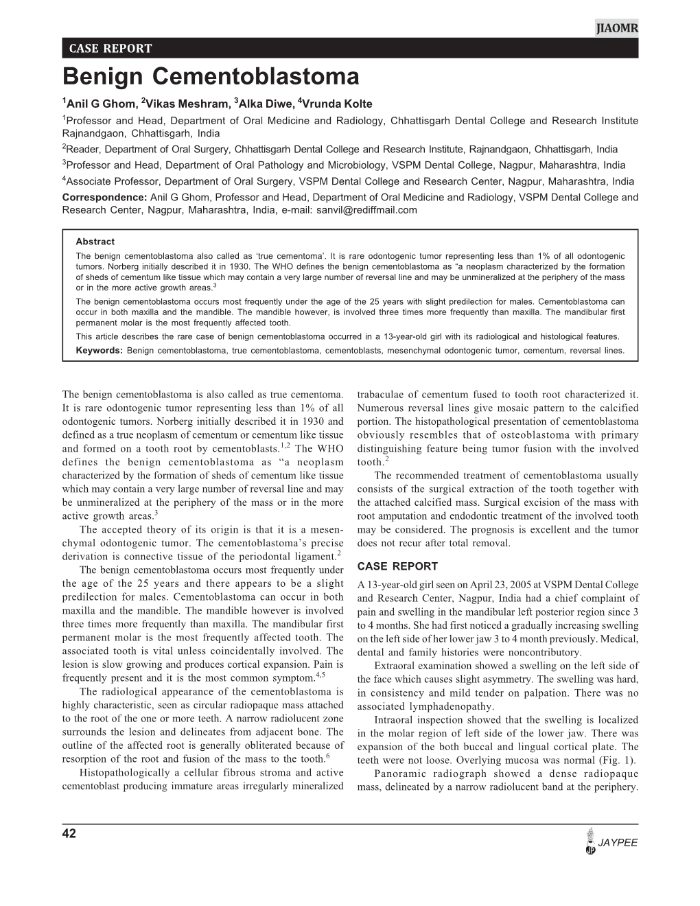 Benign Cementoblastoma