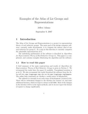 Examples of the Atlas of Lie Groups and Representations