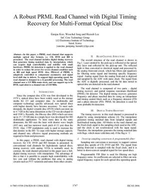 A Robust PRML Read Channel with Digital Timing Recovery for Multi-Format Optical Disc