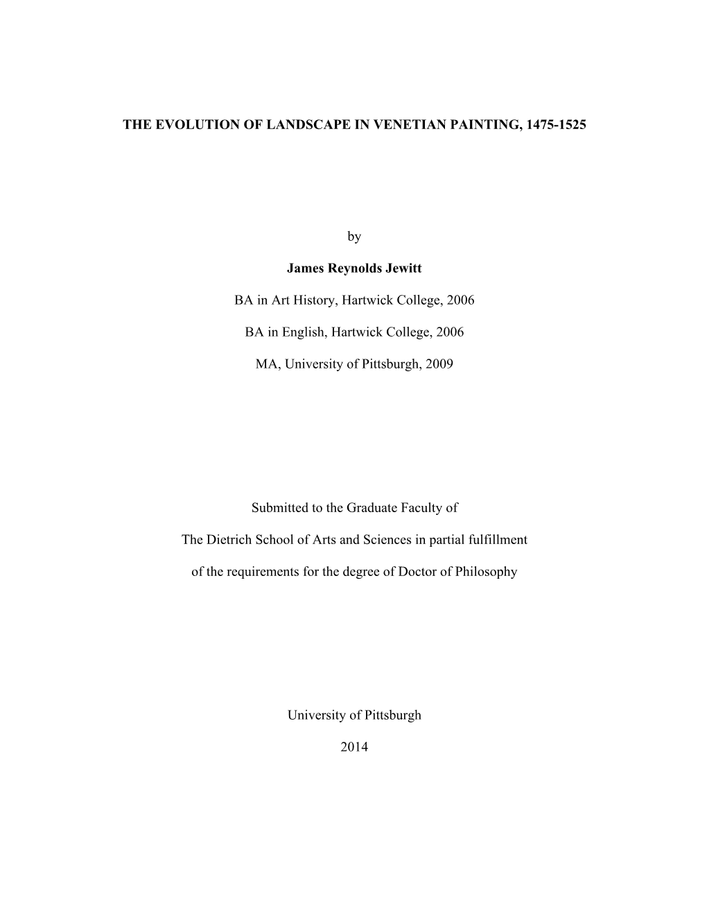 The Evolution of Landscape in Venetian Painting, 1475-1525