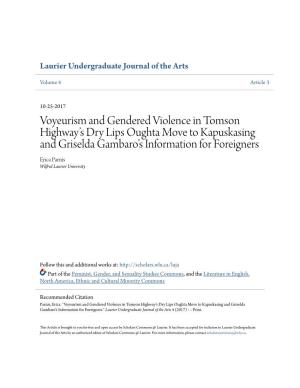 Voyeurism and Gendered Violence in Tomson Highwayâ•Žs Dry Lips