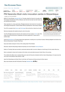 PM Narendra Modi Visits Innovation Centre in Mozambique